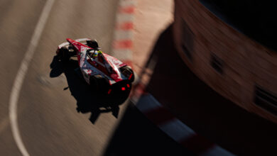 Overhead view of Oliver Rowland in Monaco